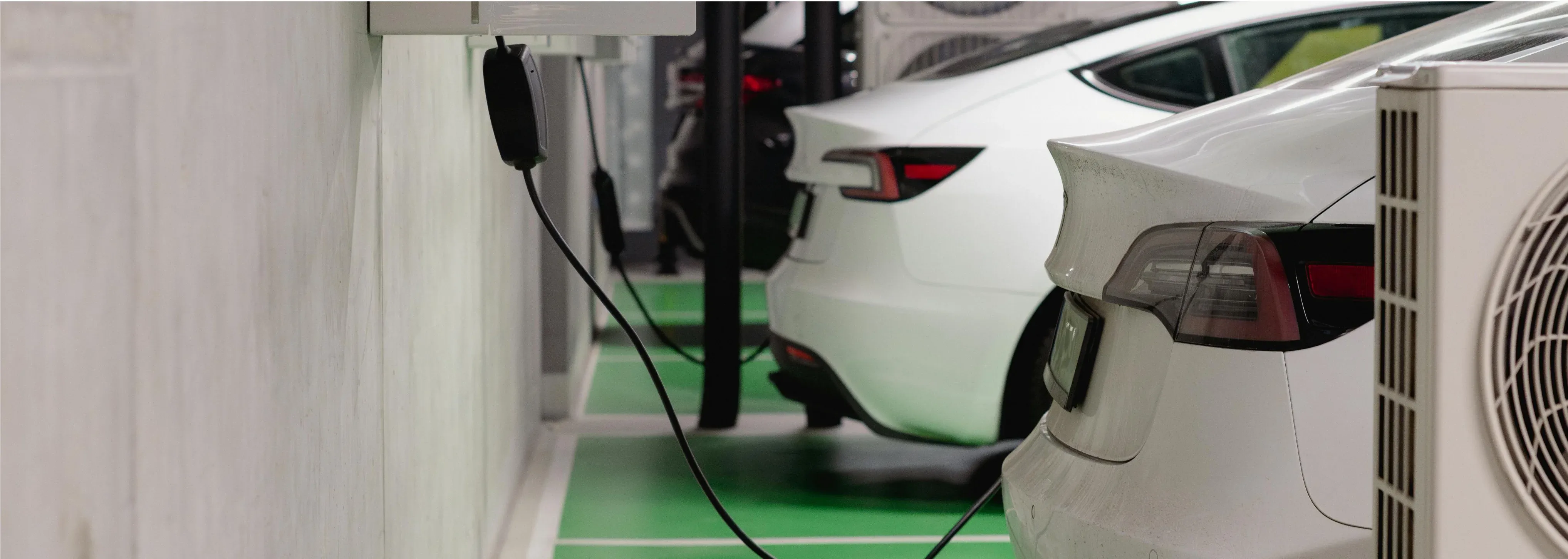 Home EV charger installed inside a residential garage