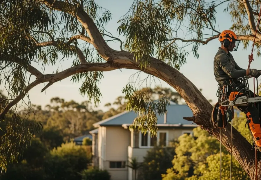 Qualified arborist removing a tree in Australia