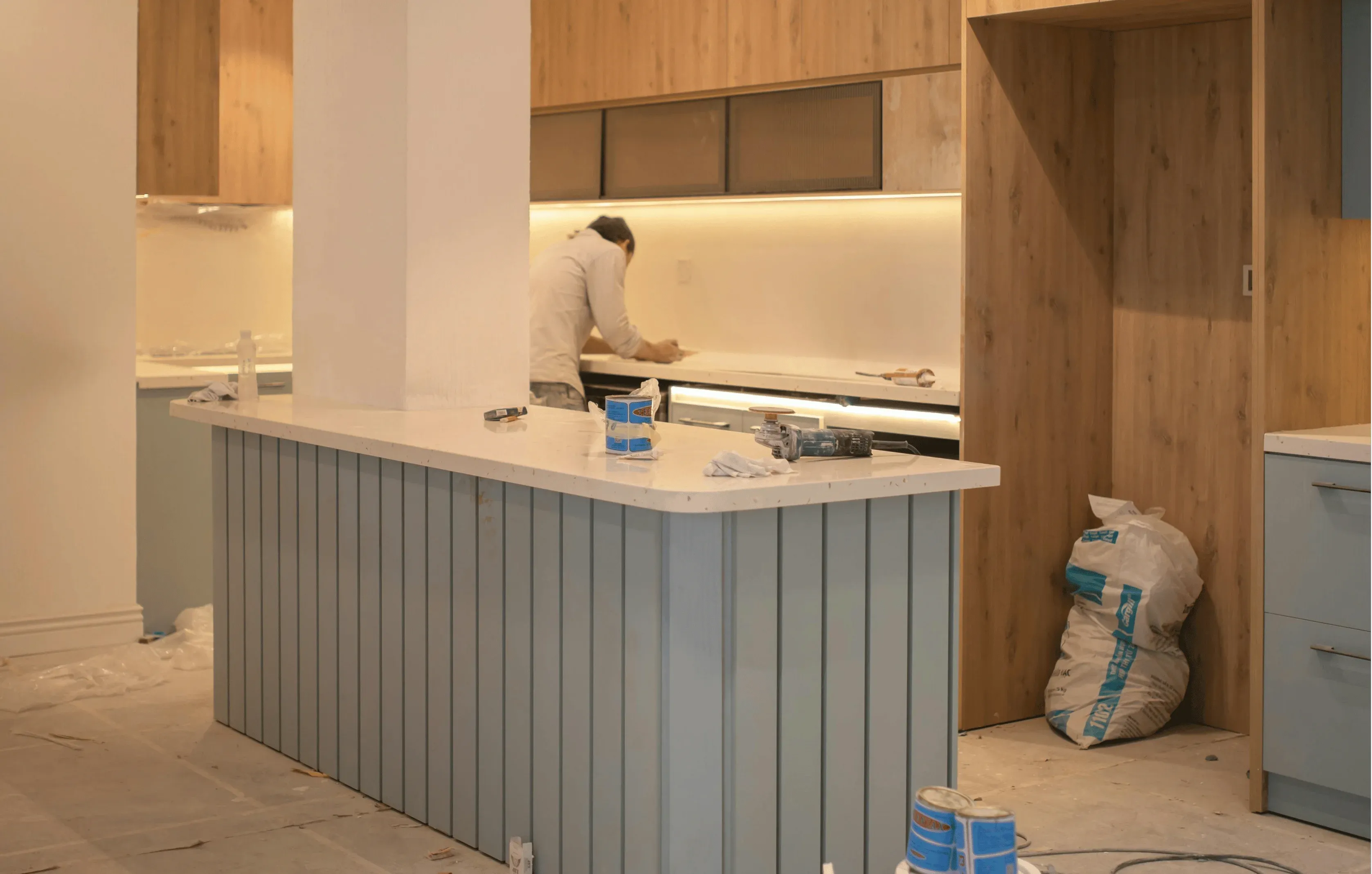 Modern Australian kitchen renovation with new cabinetry and benchtops
