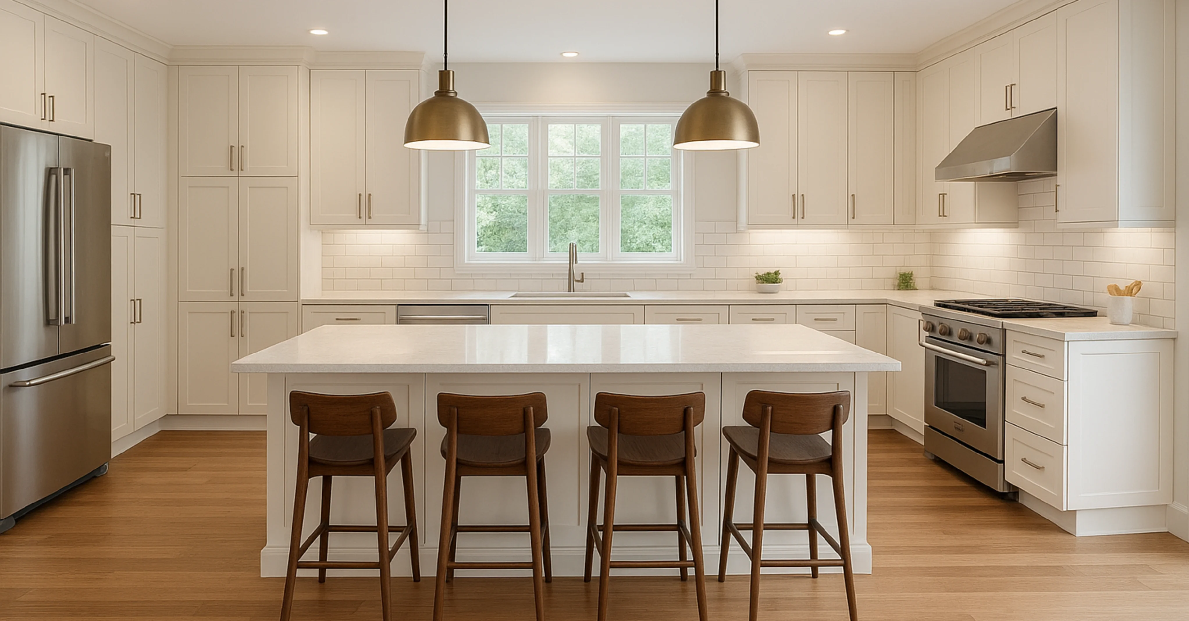 Modern kitchen renovation in Midland with stone benchtops and custom cabinetry