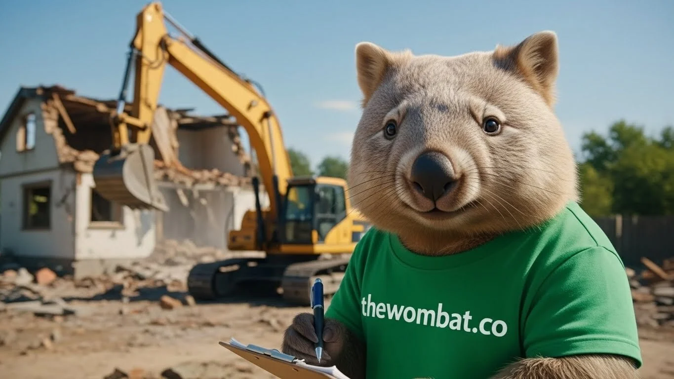 Professional demolition service in {suburbData.name} - excavator demolishing building